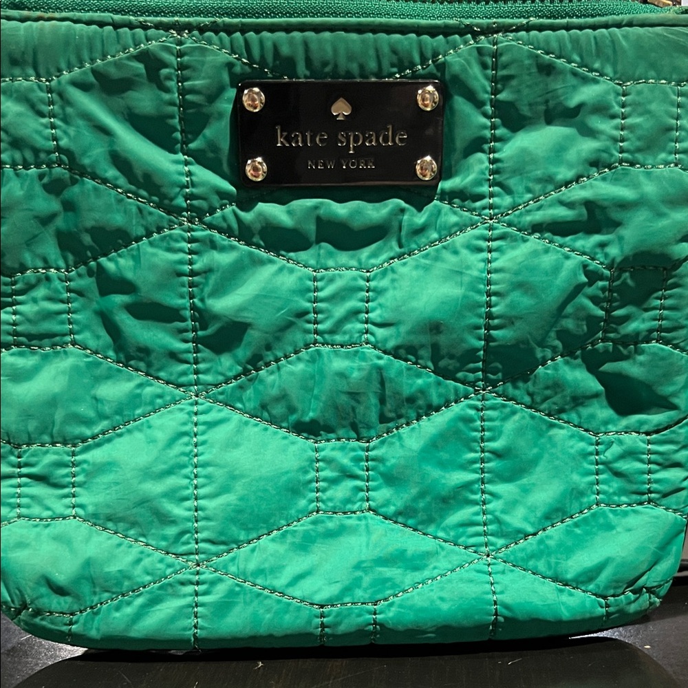 kate spade Quilted Teal Nylon Crossbody with Black Strap - Picture 10 of 11